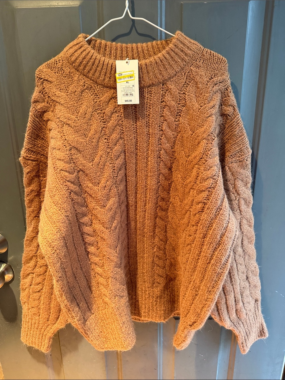a new day Cable Knit Crew Sweater - Rust Brown
